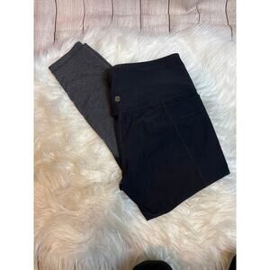 Prana Women's Striped Black Gray Leggings with Pockets Size L